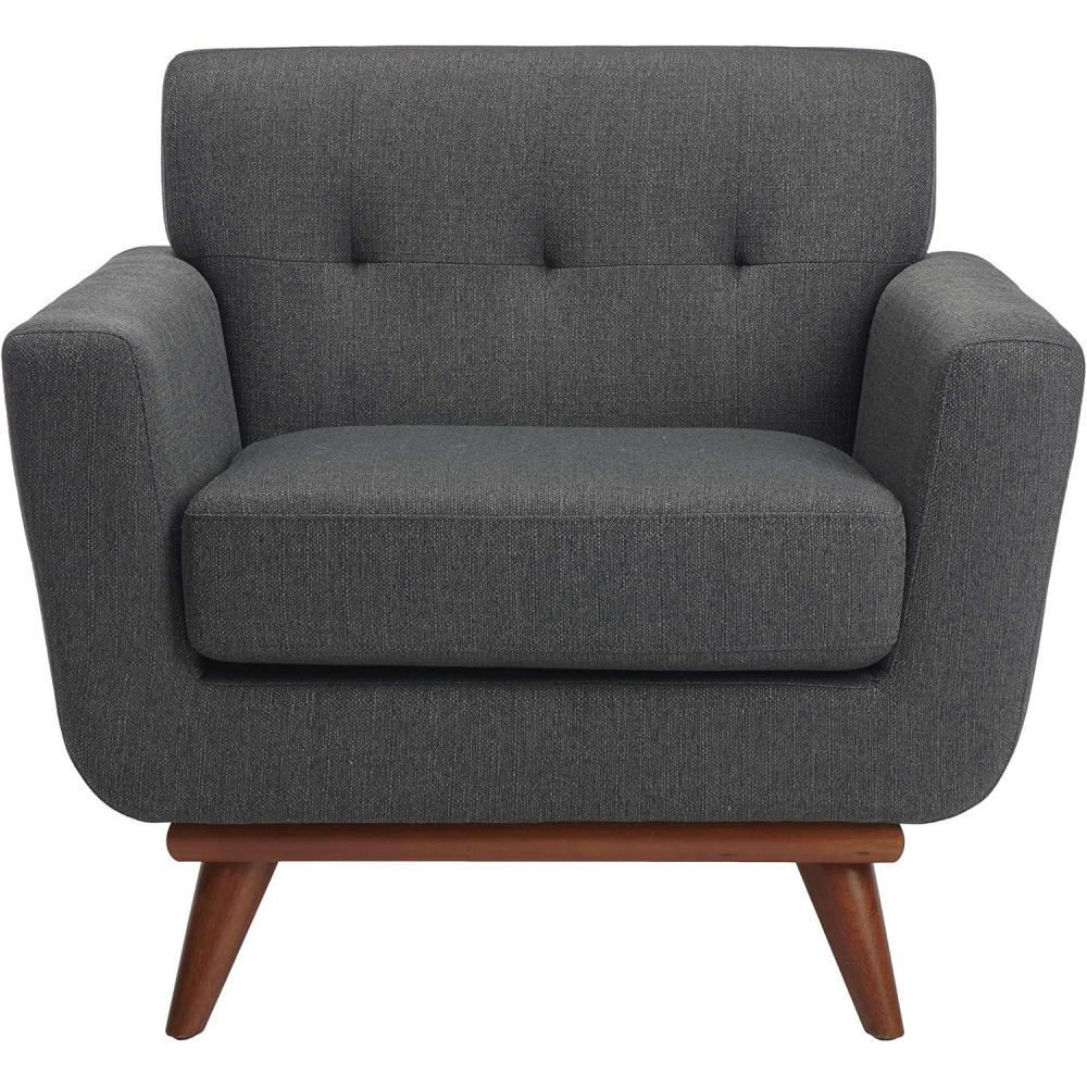 image:imageSafavieh Couture Home Opal MidCentury Slate Grey Linen Tufted Arm ChairSlate Grey