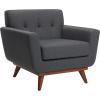 Safavieh Couture Home Opal Mid-Century Slate Grey Linen Tufted Arm Chair(Slate / Grey)