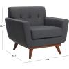 Safavieh Couture Home Opal Mid-Century Slate Grey Linen Tufted Arm Chair(Slate / Grey)