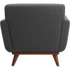Safavieh Couture Home Opal Mid-Century Slate Grey Linen Tufted Arm Chair(Slate / Grey)