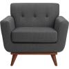 Safavieh Couture Home Opal Mid-Century Slate Grey Linen Tufted Arm Chair(Slate / Grey)