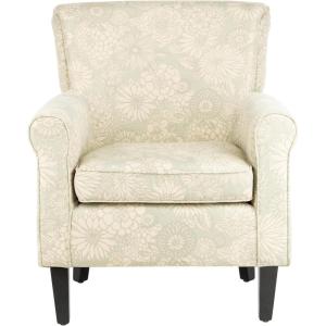 SAFAVIEH Home Collection Hazina Light Blue Geometric Ogee Club Chair(Ivory)