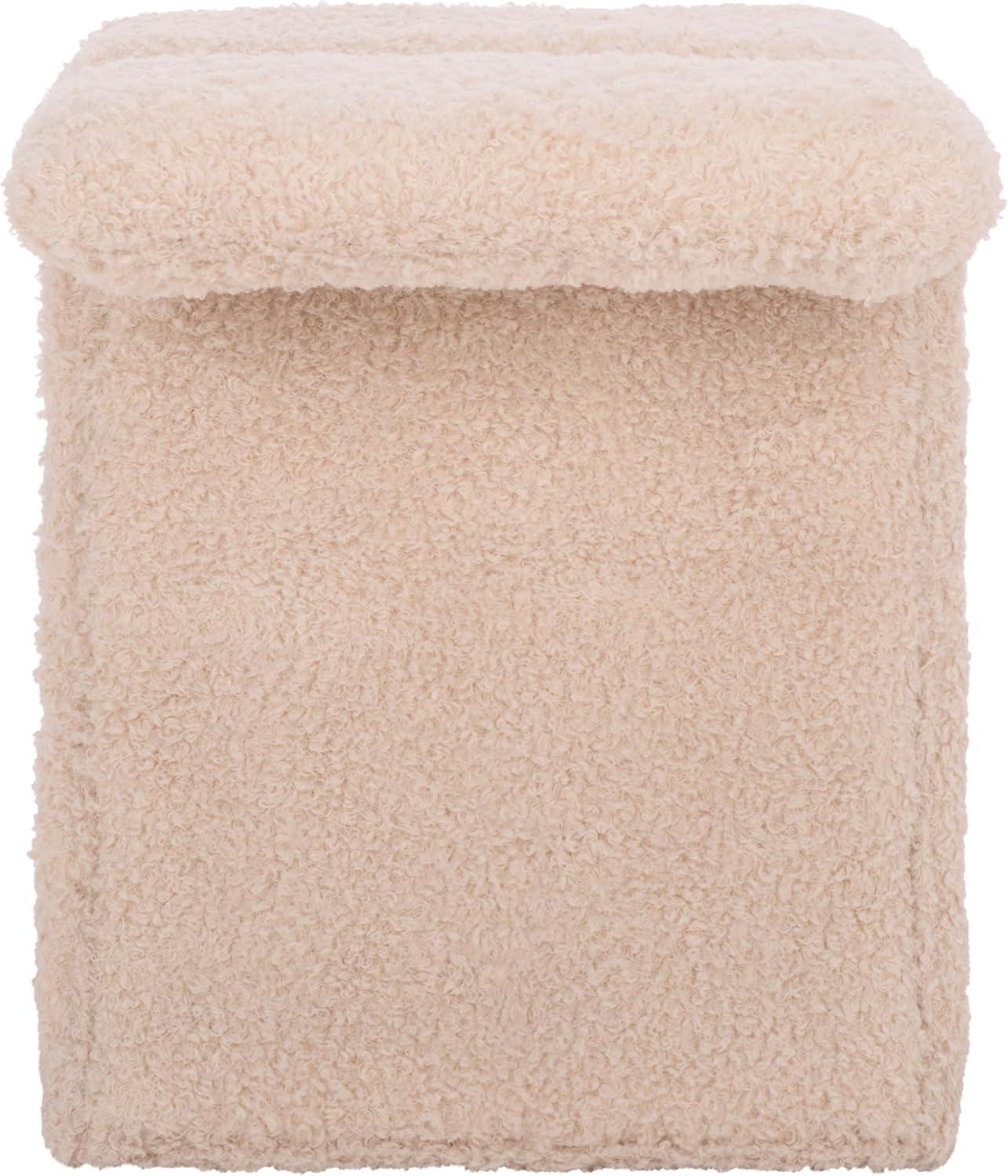 image:imageSAFAVIEH Couture Collection Tessabella Beige Teddy Fabric Ottoman Modern Sculptural Accent Seat Fully Assembled SFV5799AIvory