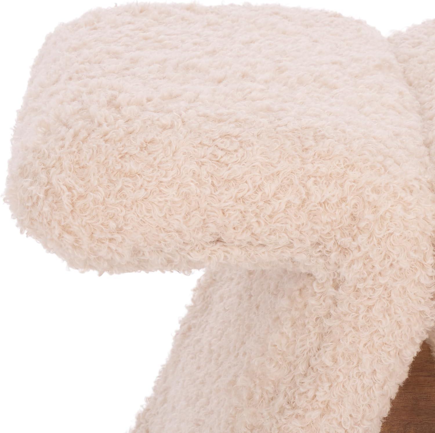 image:imageSAFAVIEH Couture Collection Tessabella Beige Teddy Fabric Ottoman Modern Sculptural Accent Seat Fully Assembled SFV5799AIvory