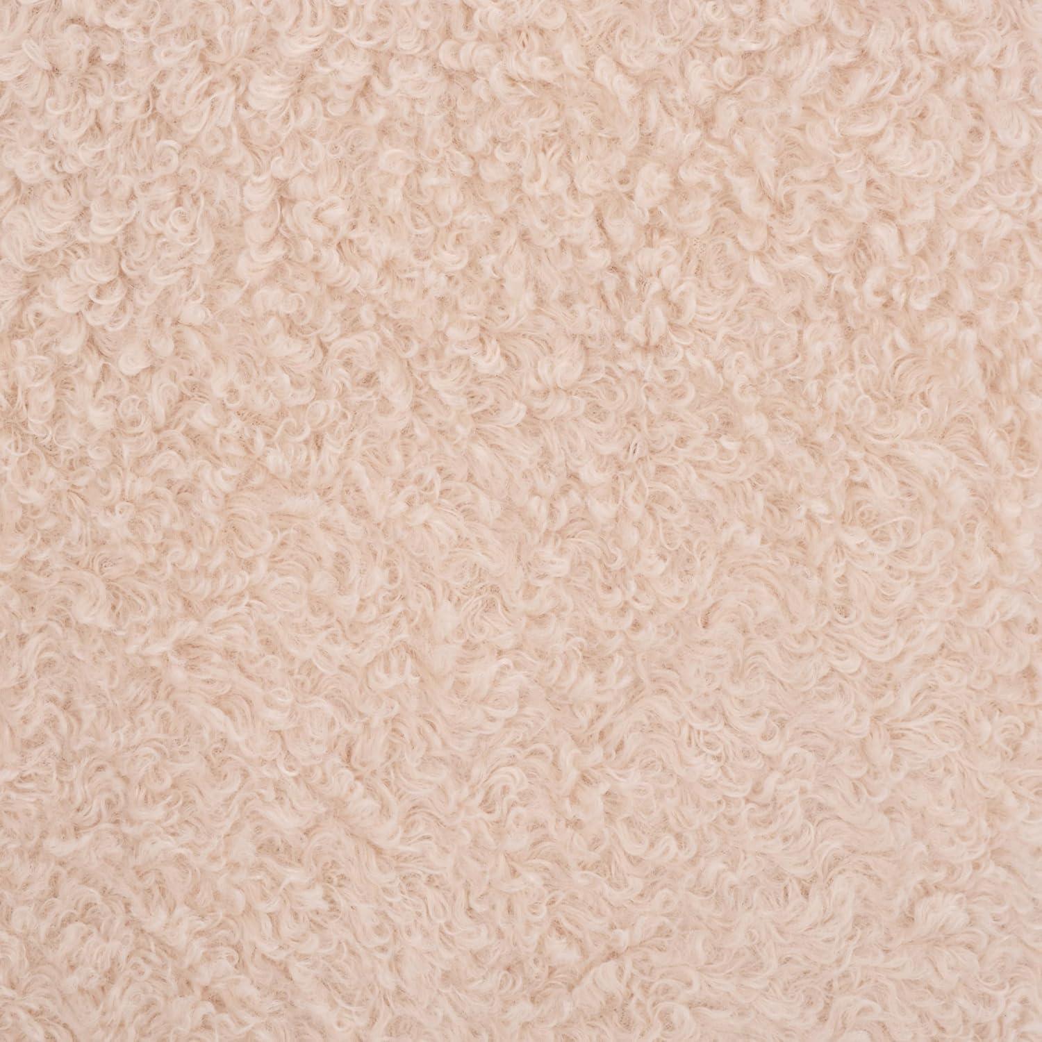 image:imageSAFAVIEH Couture Collection Tessabella Beige Teddy Fabric Ottoman Modern Sculptural Accent Seat Fully Assembled SFV5799AIvory