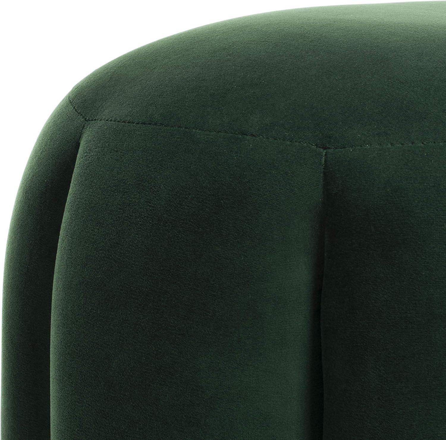 image:imageSAFAVIEH Couture Collection Maxine Glam Light BrownGold Channel Tufted Upholstered Ottoman Fully AssembledEmerald Gold