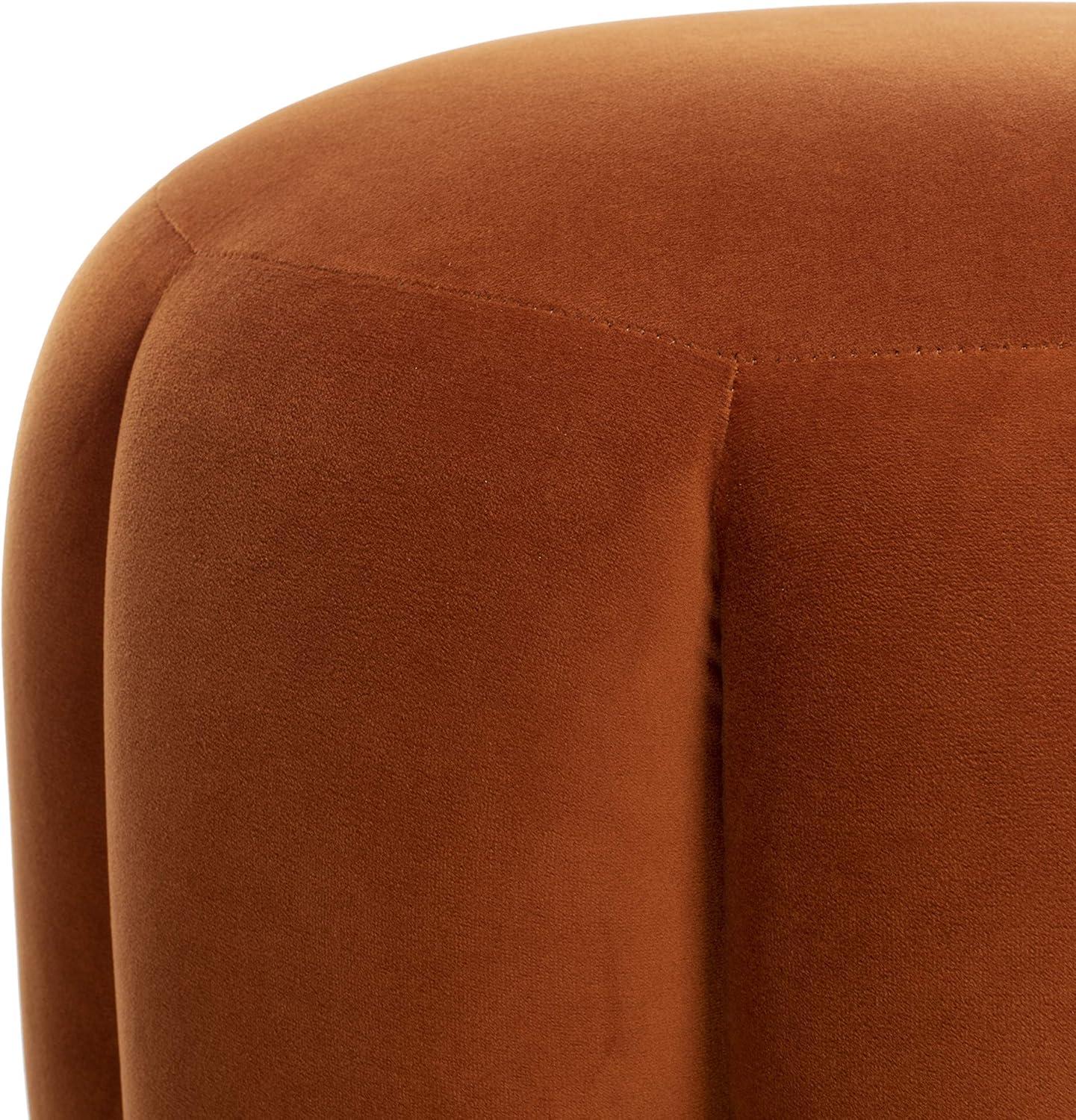 image:imageSAFAVIEH Couture Collection Maxine Glam Light BrownGold Channel Tufted Upholstered Ottoman Fully AssembledSienna Gold