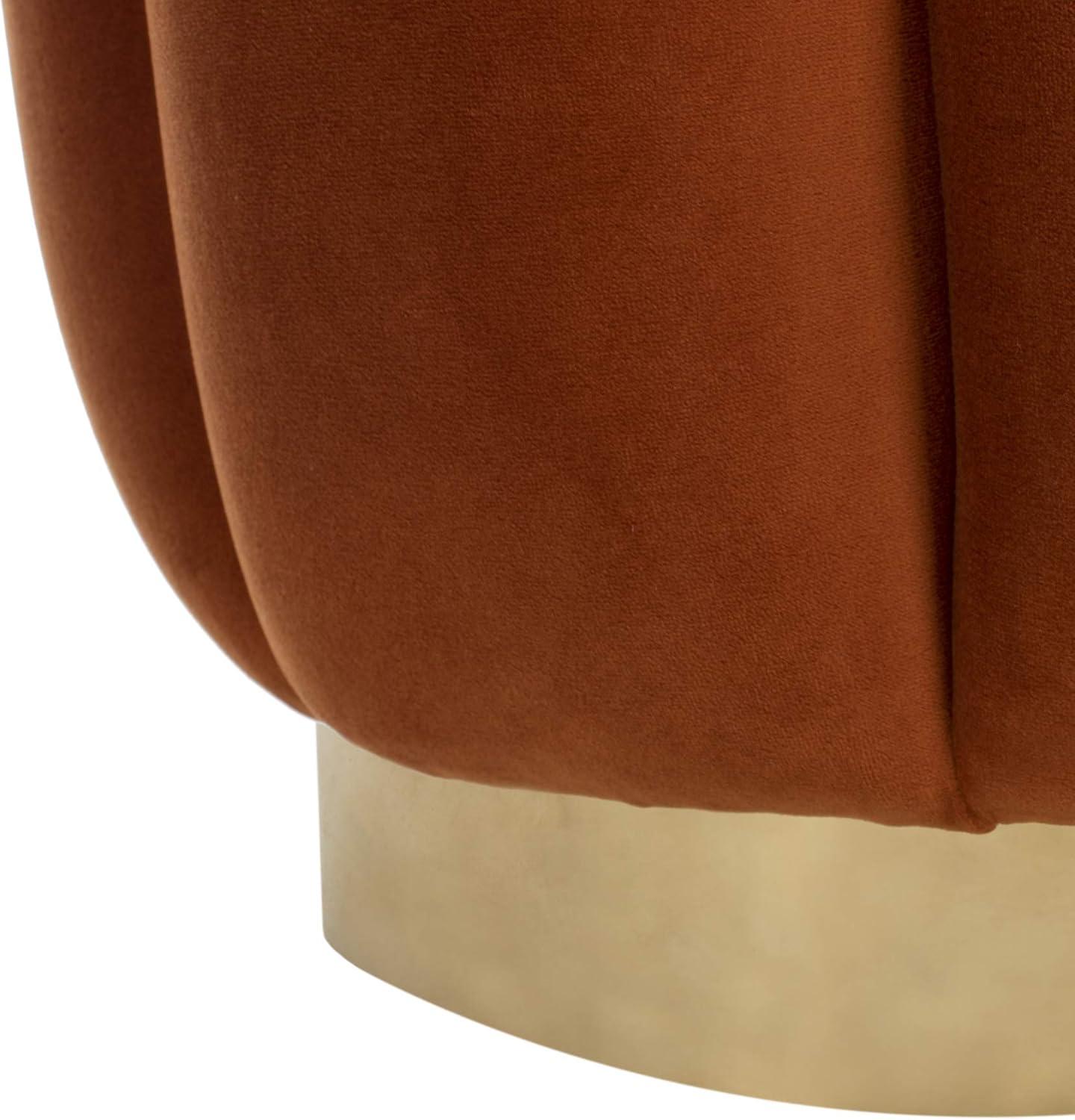 image:imageSAFAVIEH Couture Collection Maxine Glam Light BrownGold Channel Tufted Upholstered Ottoman Fully AssembledSienna Gold