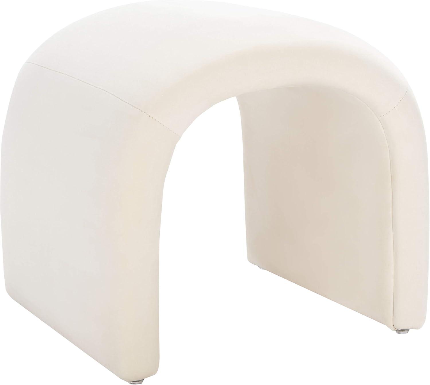 image:imageSafavieh Home Collection Kibo Modern Waterfall Cream Velvet Ottoman Fully AssembledCream