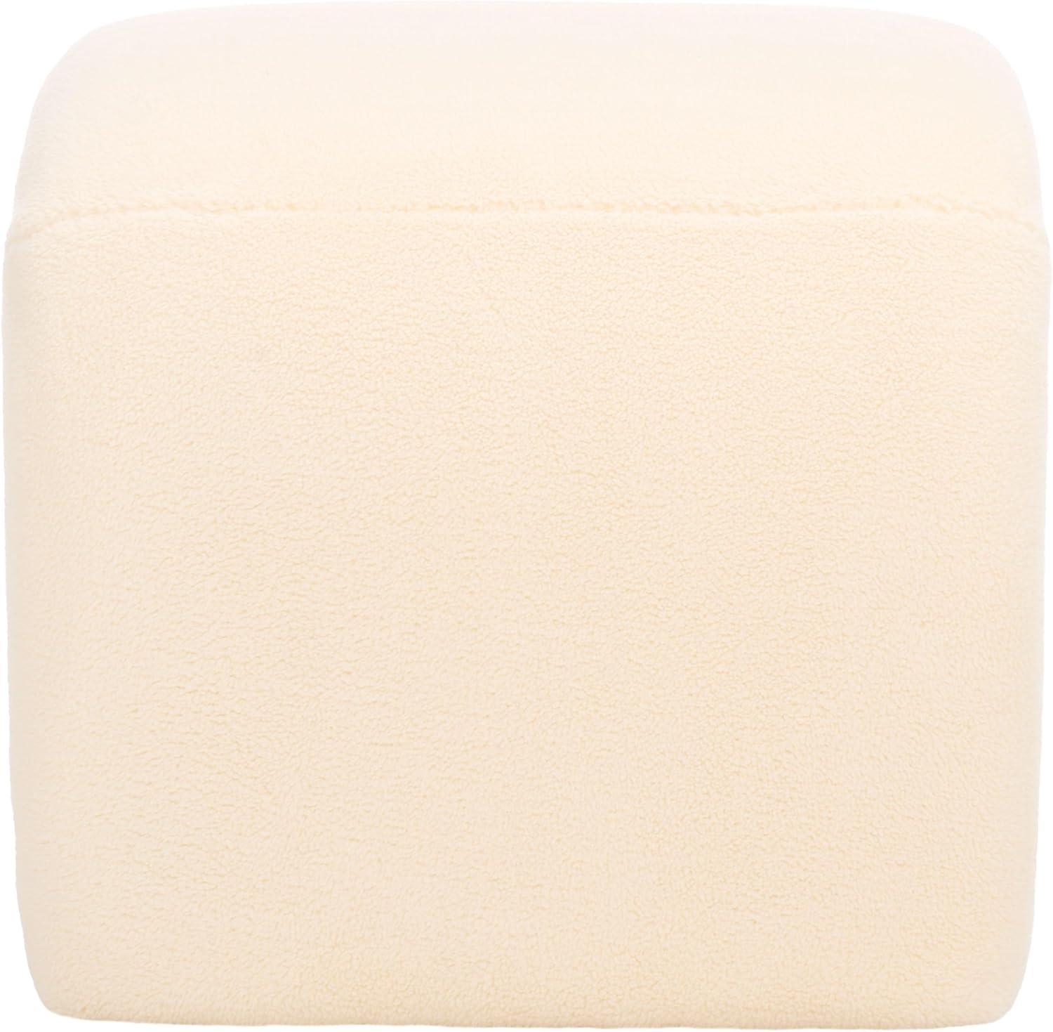image:imageSafavieh Home Collection Kibo Modern Waterfall Cream Velvet Ottoman Fully AssembledCream Faux Shearling