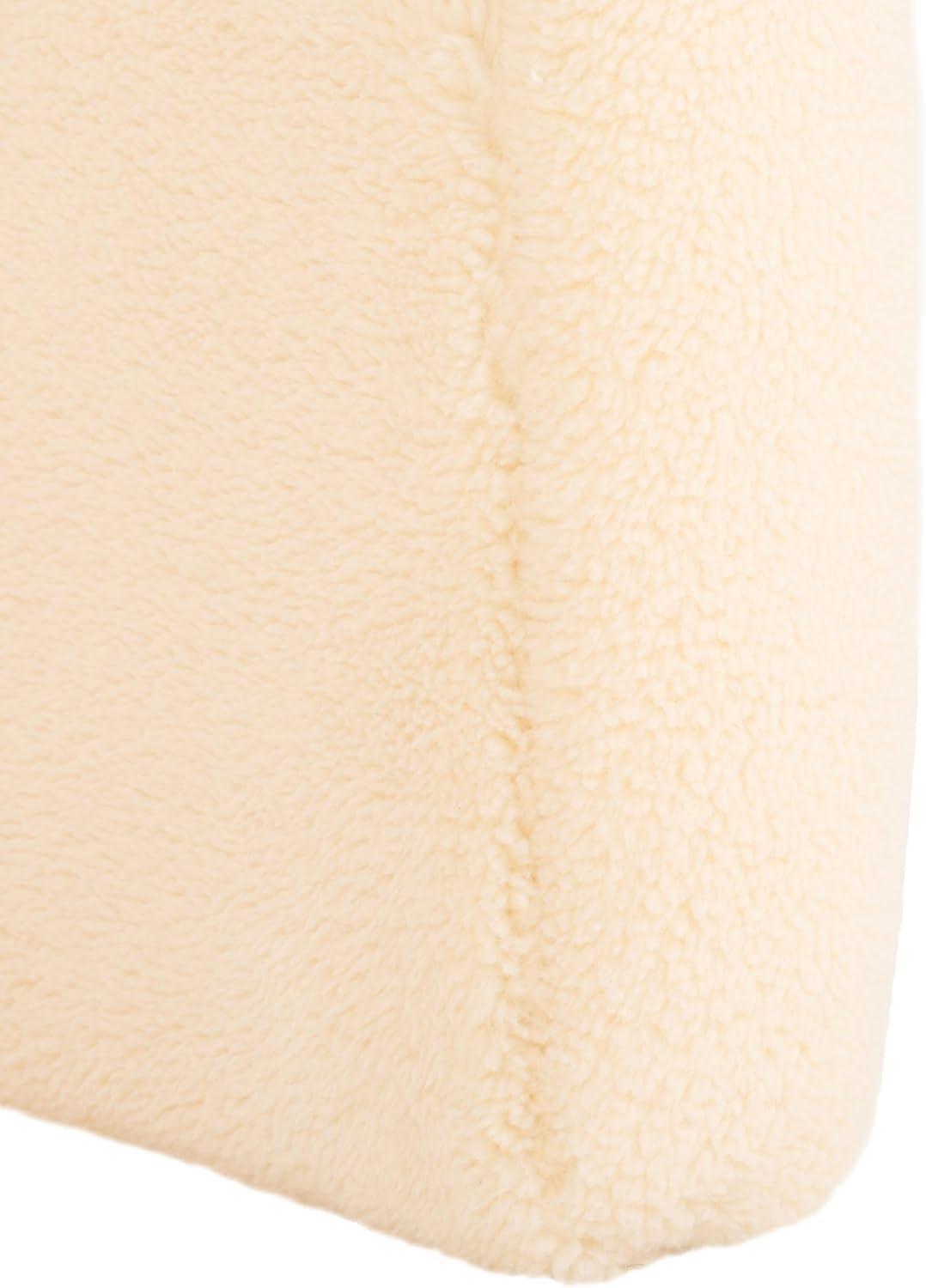 image:imageSafavieh Home Collection Kibo Modern Waterfall Cream Velvet Ottoman Fully AssembledCream Faux Shearling