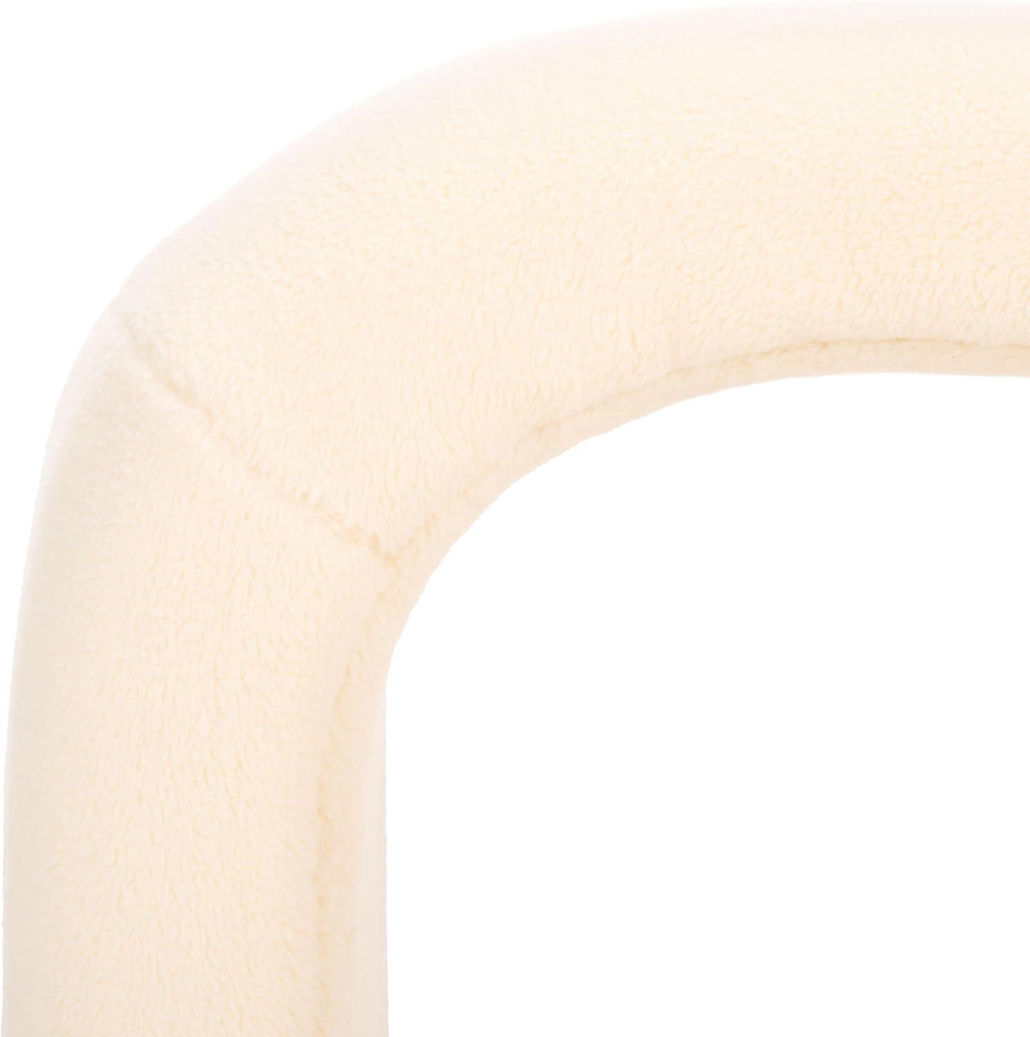 image:imageSafavieh Home Collection Kibo Modern Waterfall Cream Velvet Ottoman Fully AssembledCream Faux Shearling
