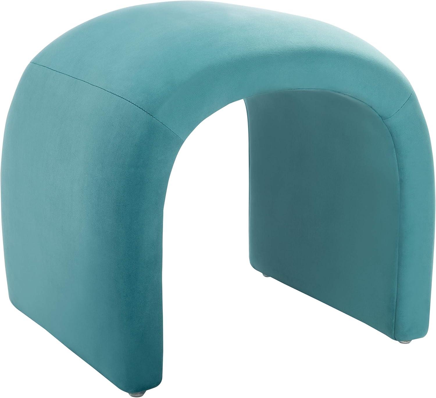 image:imageSafavieh Home Collection Kibo Modern Waterfall Cream Velvet Ottoman Fully AssembledSea Blue