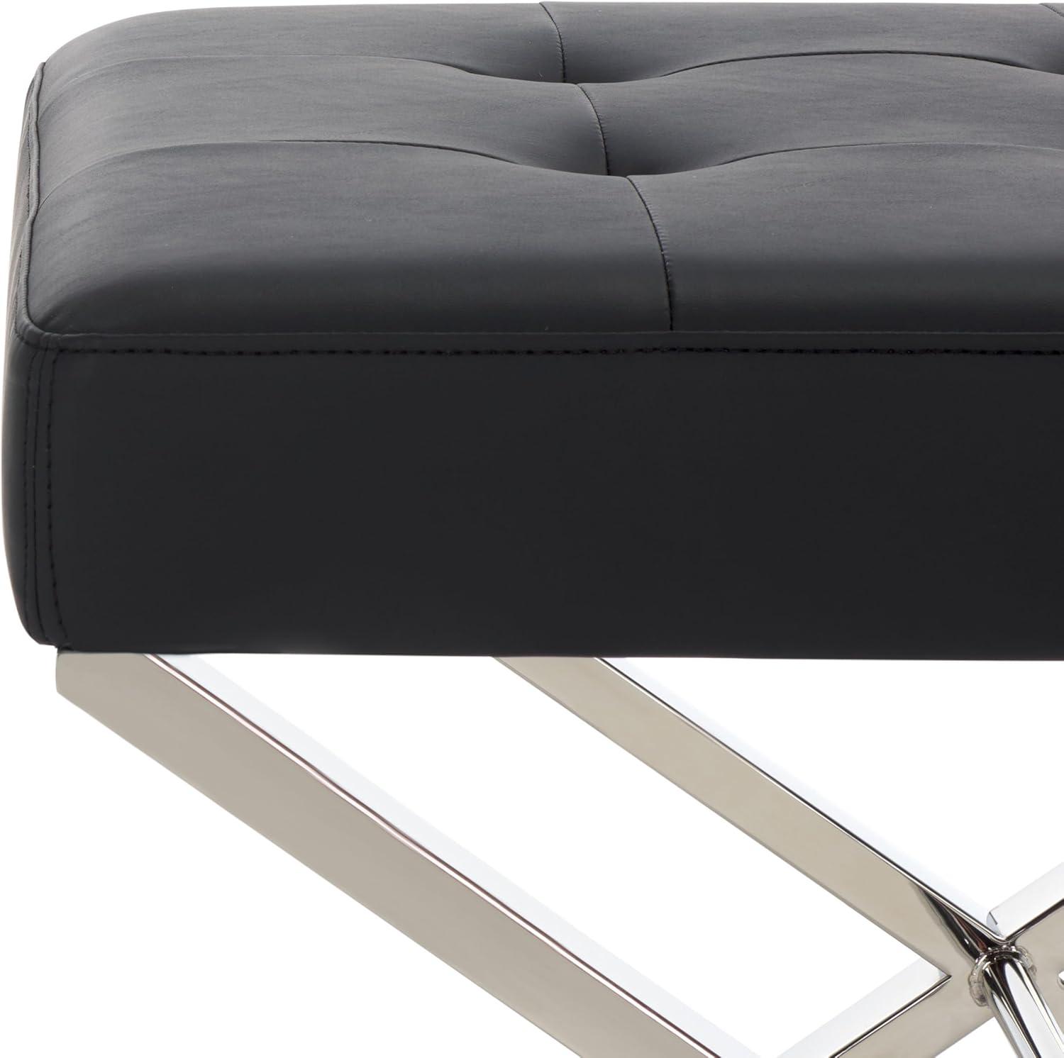image:imageSafavieh Home Collection Sienna Modern Glam Black OttomanBlack