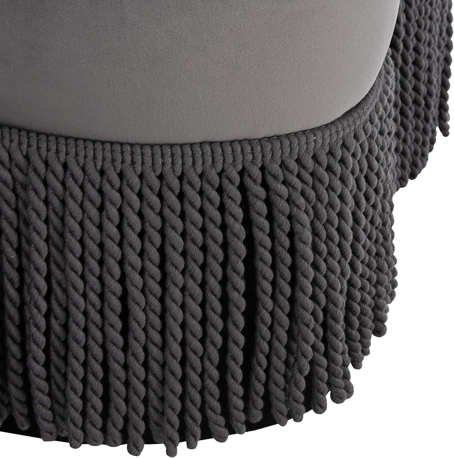 image:imageSafavieh Home Tanith Black Velvet Flower OttomanDark Grey