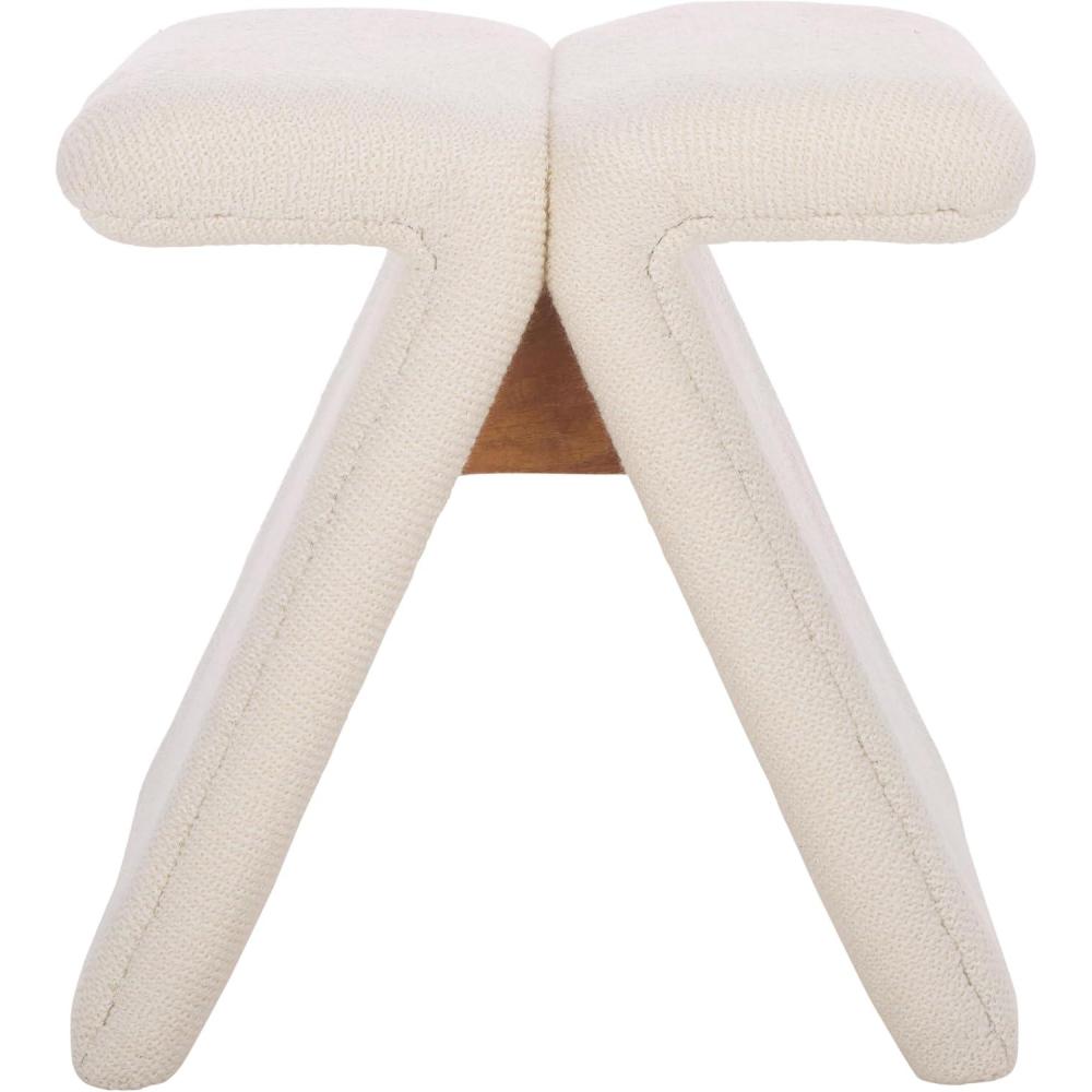 image:imageSAFAVIEH Couture Collection Tessabella Beige Teddy Fabric Ottoman Modern Sculptural Accent Seat Fully Assembled SFV5799ABeige