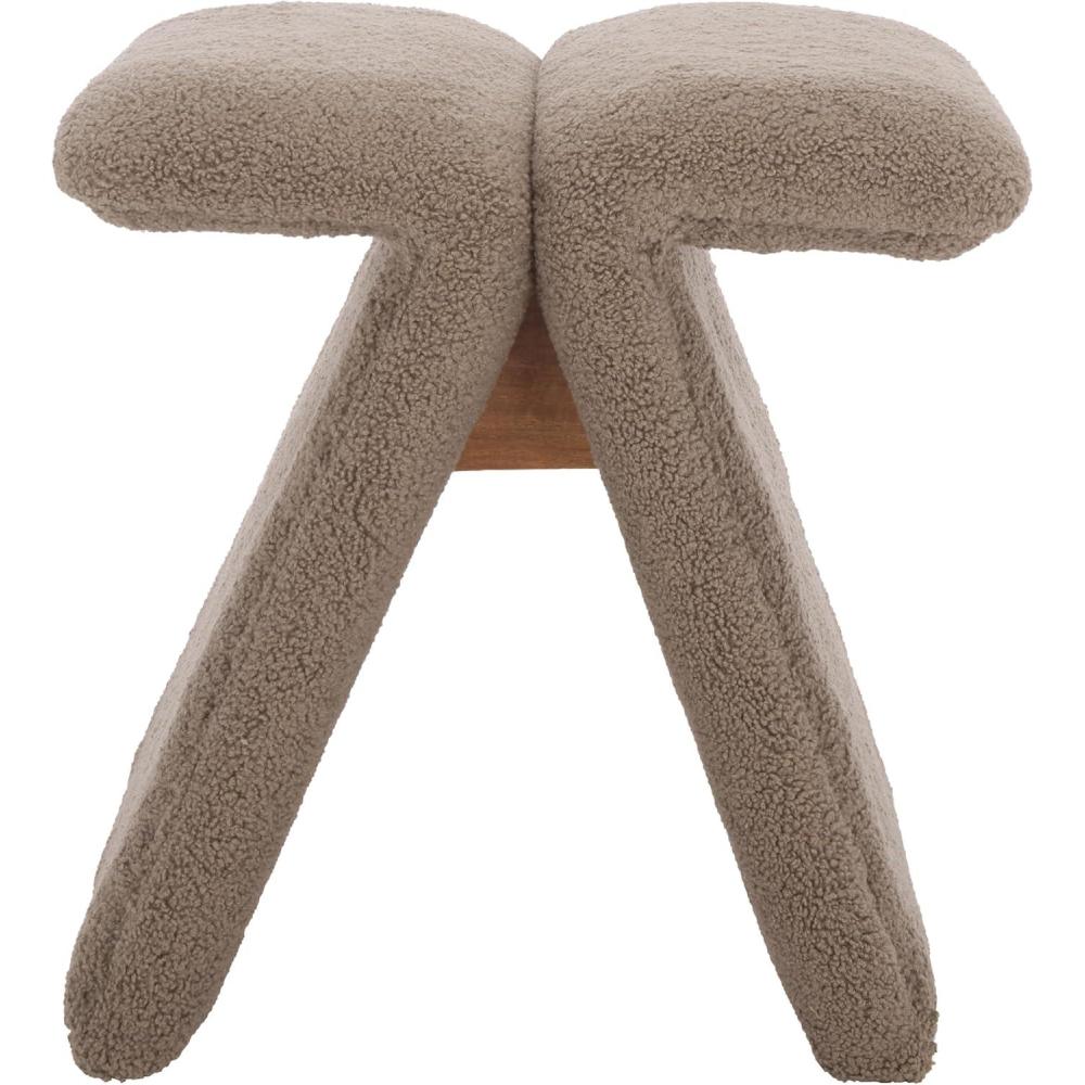 image:imageSAFAVIEH Couture Collection Tessabella Beige Teddy Fabric Ottoman Modern Sculptural Accent Seat Fully Assembled SFV5799ADark Brown