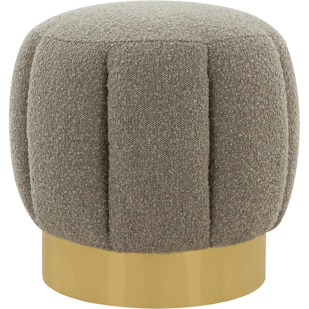 image:imageSAFAVIEH Couture Collection Maxine Glam Light BrownGold Channel Tufted Upholstered Ottoman Fully AssembledLight GreyGold