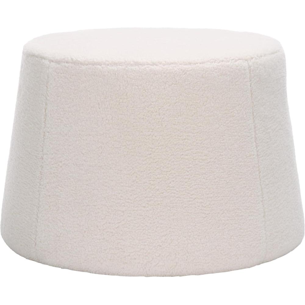 image:imageSAFAVIEH Home Collection Liesel Ivory Sherpa Wide Flared Ottoman Fully AssembledIvory