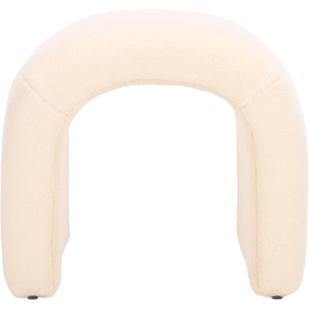 image:imageSafavieh Home Collection Kibo Modern Waterfall Cream Velvet Ottoman Fully AssembledCream Faux Shearling
