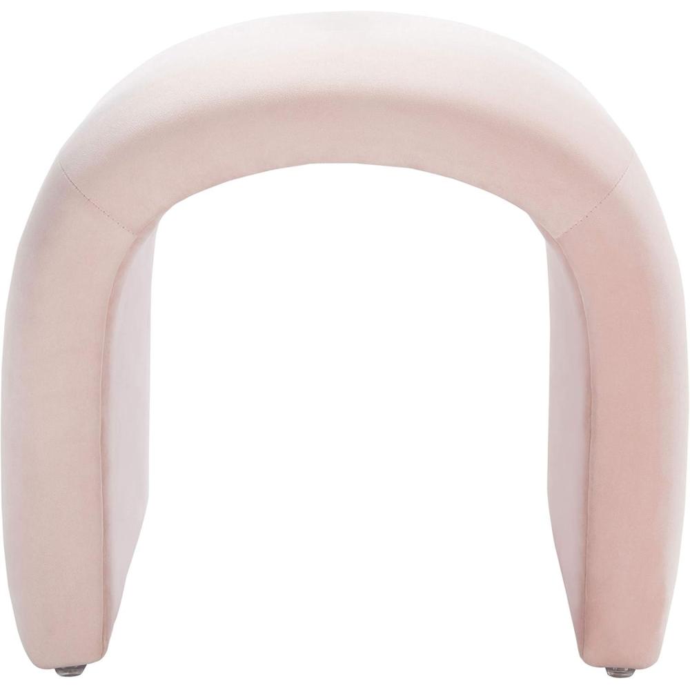 image:imageSafavieh Home Collection Kibo Modern Waterfall Cream Velvet Ottoman Fully AssembledLight Pink