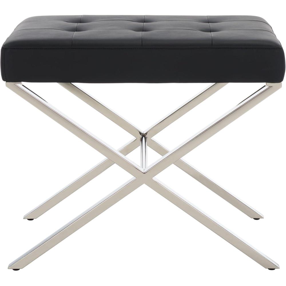 image:imageSafavieh Home Collection Sienna Modern Glam Black OttomanBlack