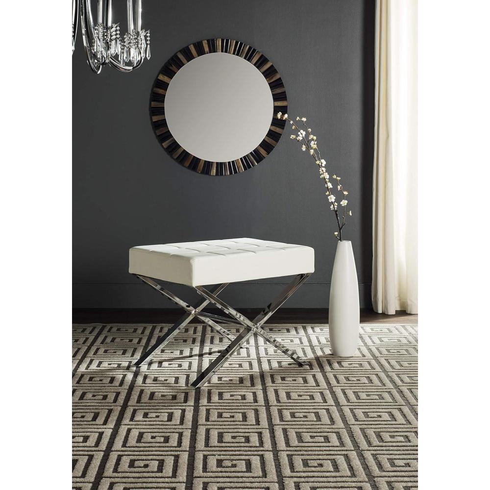 image:imageSafavieh Home Collection Sienna Modern Glam Black OttomanWhite