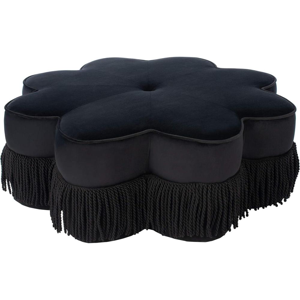 image:imageSafavieh Home Tanith Black Velvet Flower OttomanBlack
