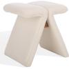 SAFAVIEH Couture Collection – Tessabella Beige Teddy Fabric Ottoman, Modern Sculptural Accent Seat, Fully Assembled (SFV5799A)(Beige)