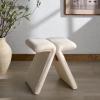 SAFAVIEH Couture Collection – Tessabella Beige Teddy Fabric Ottoman, Modern Sculptural Accent Seat, Fully Assembled (SFV5799A)(Beige)