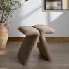 SAFAVIEH Couture Collection – Tessabella Beige Teddy Fabric Ottoman, Modern Sculptural Accent Seat, Fully Assembled (SFV5799A)(Dark Brown)