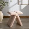 SAFAVIEH Couture Collection – Tessabella Beige Teddy Fabric Ottoman, Modern Sculptural Accent Seat, Fully Assembled (SFV5799A)(Ivory)