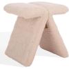 SAFAVIEH Couture Collection – Tessabella Beige Teddy Fabric Ottoman, Modern Sculptural Accent Seat, Fully Assembled (SFV5799A)(Ivory)