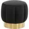 SAFAVIEH Couture Collection Maxine Glam Light Brown/Gold Channel Tufted Upholstered Ottoman (Fully Assembled)(Black/Gold)