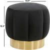 SAFAVIEH Couture Collection Maxine Glam Light Brown/Gold Channel Tufted Upholstered Ottoman (Fully Assembled)(Black/Gold)