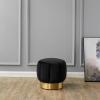 SAFAVIEH Couture Collection Maxine Glam Light Brown/Gold Channel Tufted Upholstered Ottoman (Fully Assembled)(Black/Gold)
