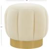 SAFAVIEH Couture Collection Maxine Glam Light Brown/Gold Channel Tufted Upholstered Ottoman (Fully Assembled)(Creme/Gold)