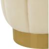 SAFAVIEH Couture Collection Maxine Glam Light Brown/Gold Channel Tufted Upholstered Ottoman (Fully Assembled)(Creme/Gold)