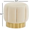 SAFAVIEH Couture Collection Maxine Glam Light Brown/Gold Channel Tufted Upholstered Ottoman (Fully Assembled)(Creme/Gold [Velvet])
