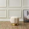 SAFAVIEH Couture Collection Maxine Glam Light Brown/Gold Channel Tufted Upholstered Ottoman (Fully Assembled)(Creme/Gold [Velvet])
