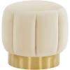 SAFAVIEH Couture Collection Maxine Glam Light Brown/Gold Channel Tufted Upholstered Ottoman (Fully Assembled)(Creme/Gold [Velvet])