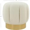 SAFAVIEH Couture Collection Maxine Glam Light Brown/Gold Channel Tufted Upholstered Ottoman (Fully Assembled)(Ivory/Gold)