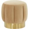 SAFAVIEH Couture Collection Maxine Glam Light Brown/Gold Channel Tufted Upholstered Ottoman (Fully Assembled)(Light Brown/Gold)