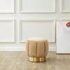 SAFAVIEH Couture Collection Maxine Glam Light Brown/Gold Channel Tufted Upholstered Ottoman (Fully Assembled)(Light Brown/Gold)