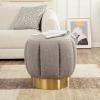 SAFAVIEH Couture Collection Maxine Glam Light Brown/Gold Channel Tufted Upholstered Ottoman (Fully Assembled)(Light Grey/Gold)