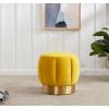 SAFAVIEH Couture Collection Maxine Glam Light Brown/Gold Channel Tufted Upholstered Ottoman (Fully Assembled)(Marigold)