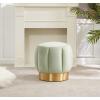 SAFAVIEH Couture Collection Maxine Glam Light Brown/Gold Channel Tufted Upholstered Ottoman (Fully Assembled)(Mint)