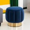 SAFAVIEH Couture Collection Maxine Glam Light Brown/Gold Channel Tufted Upholstered Ottoman (Fully Assembled)(Navy)