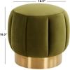 SAFAVIEH Couture Collection Maxine Glam Light Brown/Gold Channel Tufted Upholstered Ottoman (Fully Assembled)(Olive)
