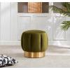 SAFAVIEH Couture Collection Maxine Glam Light Brown/Gold Channel Tufted Upholstered Ottoman (Fully Assembled)(Olive)
